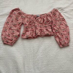 Pink cherry crop top